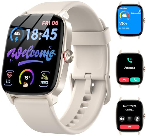 Reloj Inteligente Mujer Hombre con Llamadas Bluetooth y Voz AI, 1.85'' Smartwatch con Whatsapp Notificación, Pulsómetro/SpO2/Sueño/Podómetro, 110+ Modos Deportivos, Impermeable IP68 para iOS/Android