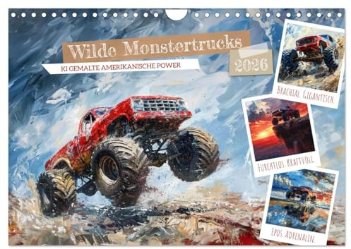 Wilde Monstertrucks (Wandkalender 2026 DIN A4 quer), CALVENDO Monatskalender: Monstertruck Madness: Amerikanische Power in Aktion (CALVENDO Mobilitaet)