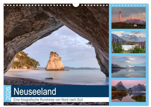Neuseeland - Eine fotografische Rundreise von Nord nach Süd (Wandkalender 2026 DIN A3 quer), CALVENDO Monatskalender: Ein Fernweh-Land zum Träumen mit ... dieser Erde - Neuseeland! (CALVENDO Orte)