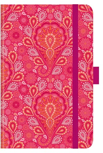 Premium Timer Small Pink India 2025: Buchkalender - Terminplaner mit hochwertiger Folienveredelung und Prägung. 9 x 14 cm