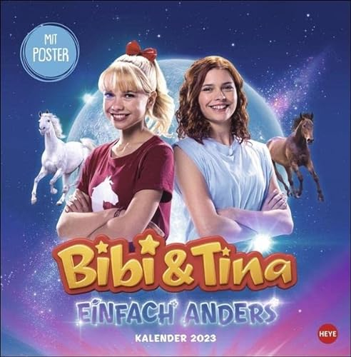 Bibi und Tina Film Broschurkalender 2023. Wandkalender mit zauberhaften Filmausschnitten aus Einfach anders. Kalender für Kinder 2023 mit Postern zum Heraustrennen. 30x30 cm.