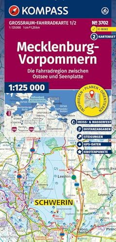 KOMPASS Großraum Fahrradkarte 3702 Mecklenburg-Vorpommern 1:125.000: 2 Karten im Set, reiß- und wetterfest, GPX-Daten zum Download