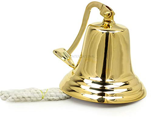 Nagina International Nautical Premium Polished Brass und Nickel Coated Door Functional Bells | Exklusive Piraten Deko Geschenke Sammlerstücke (Messing, 11 Zoll)