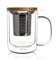 OGO LIVING - tisanière gustave 350ml - 7912004 - Idéal pour le thé, la tisane, les infusions et le rooibos - mug à thé en verre et couvercle en bois d'acacia
