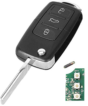 Ersatz Klappschlüssel Schlüsselgehäuse 3 Taste Rohling HAA/HU66 + Platine 433Mhz + Transponder ID48 1J0959753AH Autoschlüssel Schlüssel Fernbedienung Funkschlüssel Gehäuse