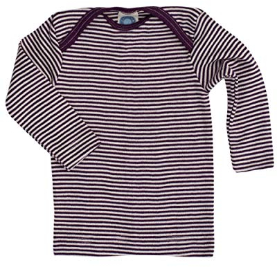 Cosilana, Baby Unterhemd Langarm, 70% Wolle 30% Seide (Pflaume/Natur, 50-56)