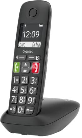 Gigaset E290 - Schnurloses Senioren-Telefon ohne Anrufbeantworter mit großen Tasten - großes Display, Zielwahltasten für wichtige Nummern, Verstärker-Funktion für extra lautes Hören, schwarz