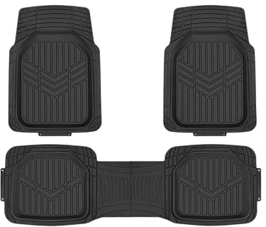 Amazon Basics 3 Stück strapazierfähige Ganzjahres-Bodenmatten aus Gummi für Pkw, SUV und Lkw, Schwarz