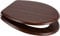 Euroshowers MDF Wood Veneer Wooden Design Toilet Seat with Chrome Bar Hinge (Walnut (Dark Brown))