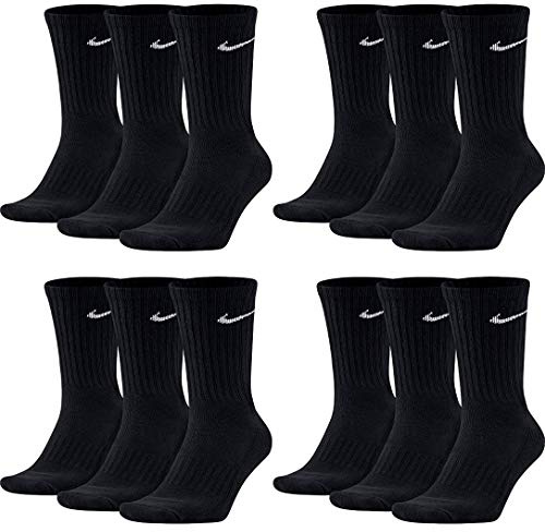 NIKE 12 Paar Herren Damen Socken Tennissocken Sportsocken Laufsocken Paket Bundle SX4508 Weiß Schwarz Grau