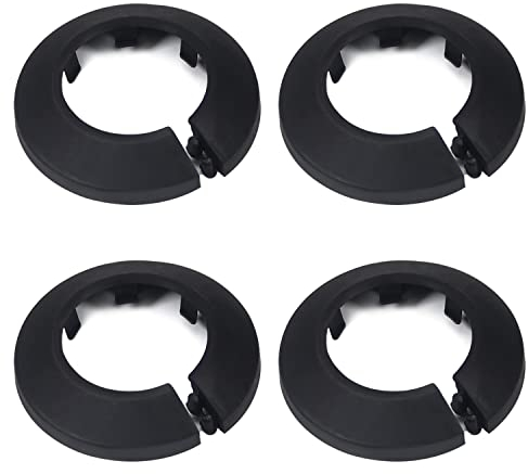 MroMax Passend für 3,3 cm Außendurchmesser, Flansch-Wasserrohrabdeckung, Dekoration, schwarze Rohrabdeckung, Heizkörper, PP-Kunststoff, 34 mm, Rosetten-Rohrmanschette für Wandrohr-Dekoration, 4 Stück