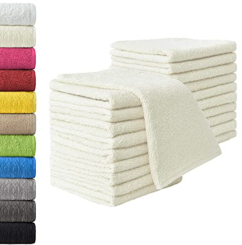 NatureMark Gästetücher – 20er Pack (30x50 cm), 100% Baumwolle, Oeko-TEX Zertifiziert, weich, saugfähig und pflegeleicht – Für Bad, Gäste & Spa – Natur/Creme