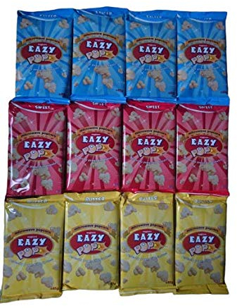 Eazy Pop Microwave Popcorn Bundle with Salted Sweet and Butter Popcorn. 4 Bags of Each