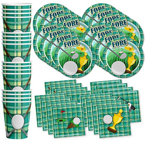 Golf Sports Birthday Party Supplies Set Plates Napkins Cups Tableware Kit for 16