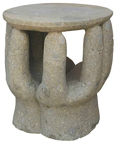 STONE art & more Tisch Abstrakte Hand, grüner Lavastein, Basanit, Steinmetzarbeit, frostfest