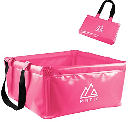 MNT10 Outdoor Faltschüssel in 15L oder 20L I Faltbare Camping Waschschüssel aus robustem Planen Gewebe I Als Camping Spülschüssel, Spülwanne oder als Faltbarer Eimer (Pink 15L)