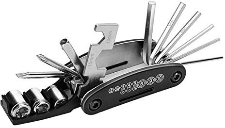 ZhaoCo 16 en 1 Outil Vélo Multifonctionnel, Outils de Réparation de Vélos avec Clé Hexagonale, Tournevis et Clé à Douille