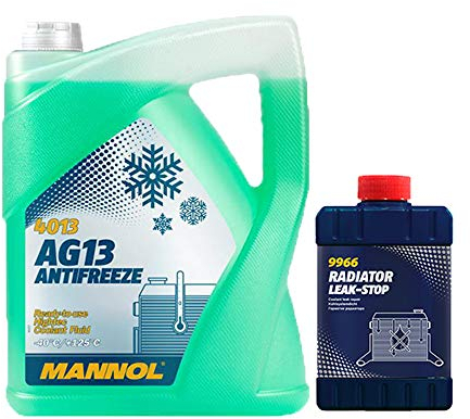 MANNOL 5 Liter, AG13-40 KÜHLERFROSTSCHUTZ FERTIGMISCHUNG GRÜN + Kühler Dichtung