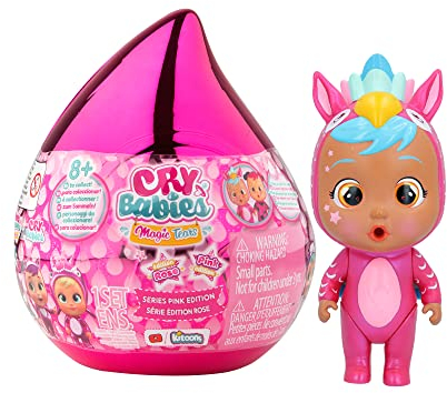 CRY BABIES MAGIC TEARS Maison Rose | Mini poupée bébé de collection qui pleure avec de vraies larmes roses et des accessoires roses | Jouet pour enfants à partir de 3 ans
