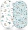 GRSSDER Stretchy Ultra Soft Fitted Bassinet Sheet Set 2 Pack, Universal Fit for Bassinets Baby Cradle Moses Basket Oval Rectangle Pad/Mattress, Happy Dinosaurs Bassinet Sheets for Girls and Boys