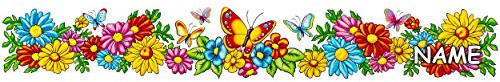 alles-meine.de GmbH Fensterbild - Bordüre Motivwahl Blumen & Schmetterlinge - 44 cm - Lange Borte/Kante - selbstklebend + wiederverwendbar - Set Sticker Fenstersticker Aufk..