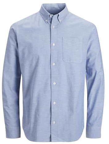 JACK & JONES Herren Jprblubrook Oxford Shirt L/S Noos Hemd, Cashmere Blue, L EU