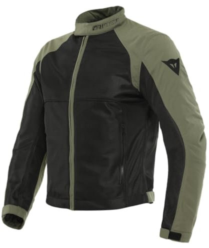 Dainese - Sevilla Air Tex Jacket, Chaqueta Moto Hombre de Verano, Transpirable y Ligera, Cazadora Moto con Malla Perforada para una Máxima Libertad de Movimientos, Negro/Verde Oscuro