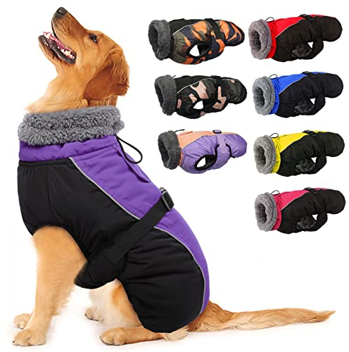 IECOii Hundemantel Winter,Warme Fleece Rollkragen Hundejacke,Wasserdicht Winterjacken Wintermäntel für Hunde,Reflektierend Verstellbar Kaltes Wetter Hundekleidung für Kleine Mittelgroße Grosse Hunde