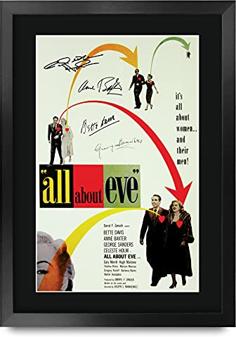 HWC Trading FR A3 All About Eve Bette Davis Geschenke Geduckter Poster Signiertes Autogramm Foto für Fans von Film Memorabilien - A3 Framed
