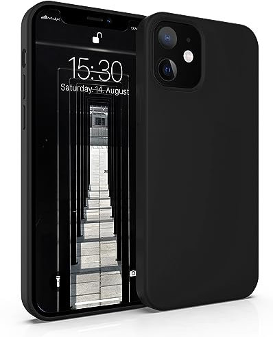MyGadget Hülle kompatibel mit iPhone 12 Mini - Gummierte Handyhülle - [ 3 Layer Struktur ] Schutzhülle mit Soft Inlay & Hardcase Cover außen - Schwarz