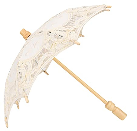 Spitzenschirm, Vintage Requisiten Regenschirm, 38cm Diameter Hochzeit Baumwolle Sonnenschirm Brautschirm Westlicher Stil Hochzeitsschirm mit 31cm Griff Hochzeitsfeier Feier Fotografie Prop Regenschirm