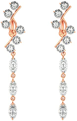 KnSam 2stk Piercings Set 14G, Nabelpiercing Lang Kette Anhänger Bauchnabel Ringe Piercing mit Zirkonia, Rose Gold