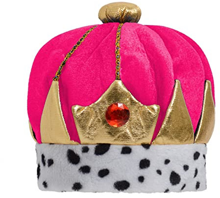 Alsino Königshut Königskrone für Erwachsene Accessoire Motto Party Karneval König Prinz Krone Mittelalter Diadem (pink)