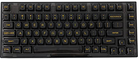 YUNZII X75 82 Key Hot Swappable Mechanical Keyboard with Transparent Keycaps, Gasket Mount 75 Keyboard, RGB Backlit Custom Gaming Keyboard for Windows/Mac (Crystal Ice Switch, Wired-Black)