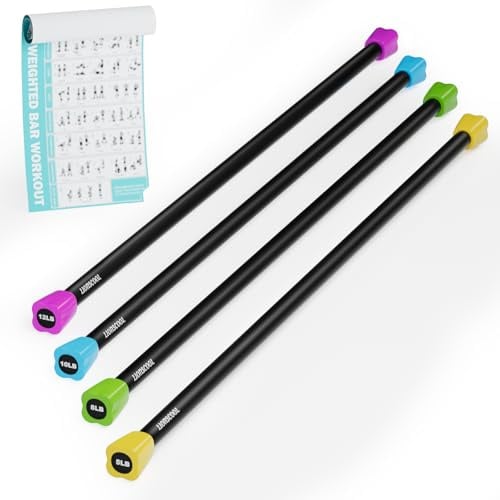 LIONSCOOL Workout-Gewichtsstange, gepolsterte Übungs-Gewichtsstange, massiver Stahl, für Körperformung, Physiotherapie, Körperstraffung (Set mit 1,8–2,3 kg, 3,6 kg, 4,5 kg und 5,4 kg)