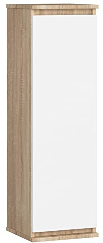 AKORD | Wandschrank | Für einen kleinen Raum | Für Bücher | Für kleine Gegenstände | Der perfekte Teil eines Sets | Robust | Zeitlos | Sonoma-Eiche & Weiß Front