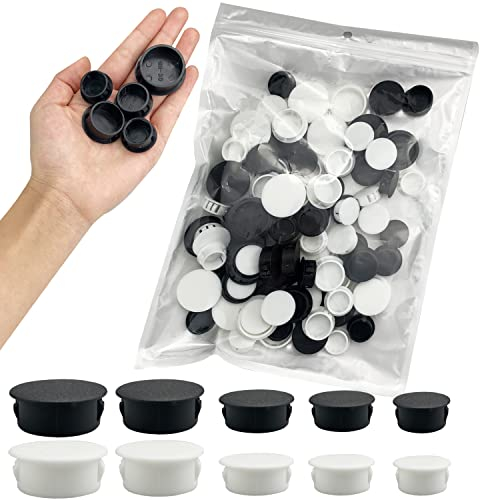 120 PièCes Bouchons en Plastique Rond, Cache Trou Meuble, Cache Trou Plastique, Bouchon De Trou De Percage pour Verrouillage Trou Meubles, 5 Tailles - 19/20/22/25/30 mm (Moyen)