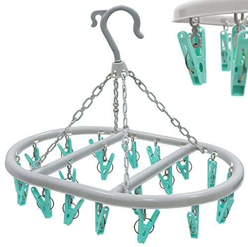 pegs it Oval Sock Dryer with 20 Pcs Clothes Pegs Sock Hanger for Washing Line Quick and Efficient Drying Sock Dryer with pegs Lightweight & Rust-Proof | Aqua Blue & Grey