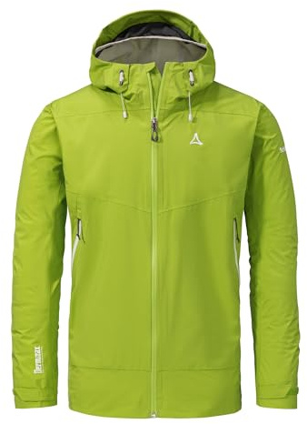 Schöffel Herren 2.5L Jacket Vistdal M, nachhaltige Regenjacke aus pflanzenbasiertem ecodear Bio-Nylon, wasserdichte Outdoor Jacke, winddicht & atmungsaktiv dank Dermizax Membran, green moss, 54