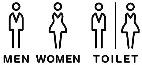 Badezimmerschild für Männer und Frauen, WC-Wandaufkleber, Acryl-Toilettenschild, selbstklebend, Badezimmer, Unisex-WC (Mann + Frau + Toilette 20 * 14 cm)
