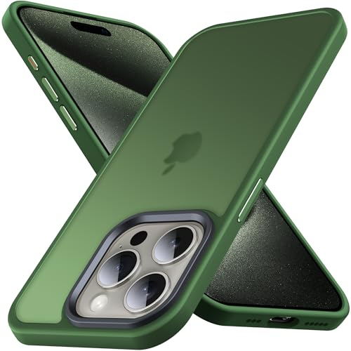 Anqrp Zero Seriesr für iPhone 15 Pro Hülle, Minimalistische Transluzente Matte Schutzhülle, Military Stoßfest Handyhülle für iPhone 15 Pro mit Silikon 6,1 Zoll, Dunkel Grün