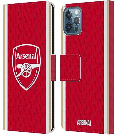 Head Case Designs Officially Licensed Arsenal FC Home 2023/24 Crest Kit Leather Book Wallet Case Cover Compatible With Apple iPhone 12 / iPhone 12 Pro