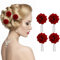 4 Stück Rose Haarspangen,U Form Rose Floral Bobby Pins, U-Form, Rosen-Haarnadeln, Vintage-Rosen-Haar-Accessoires,Blumen-Haarschmuck für Frauen Mädchen Hochzeit Brautjungfer Braut (Rot)