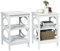 GIANTEX 2er Set Nachttisch, Beistelltisch Nachtschrank Holz 3 Ebenen, kleine Nachtkommode Nachtkonsole, Sofatisch Couchtisch Flurtisch Telefontisch für Wohnzimmer Schlafzimmer 40x40x61cm Weiß