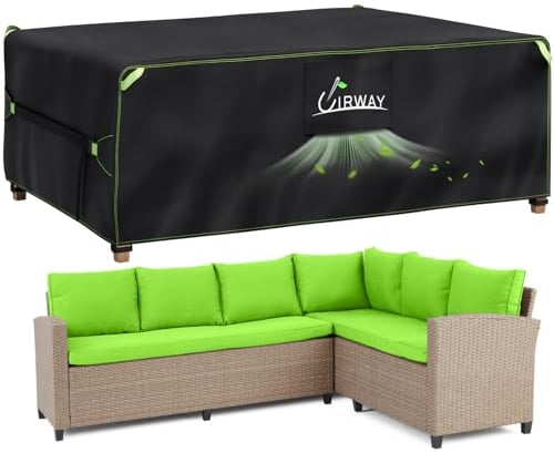 UIRWAY Housse Salon de Jardin avec évent d'air, 200x160x74cm, housse de mobilier de patio extérieur en polyester 420D robuste avec bandes réfléchissantes