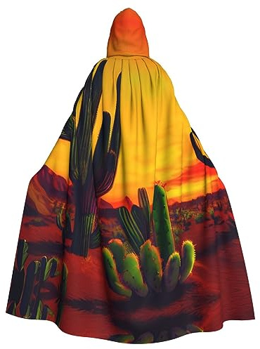 MDATT Men Hooded Cloak,Women Robe Halloween Costume,Adult Cape Outfit Carnival Fancy Dress Cosplay,Cactus In Desert