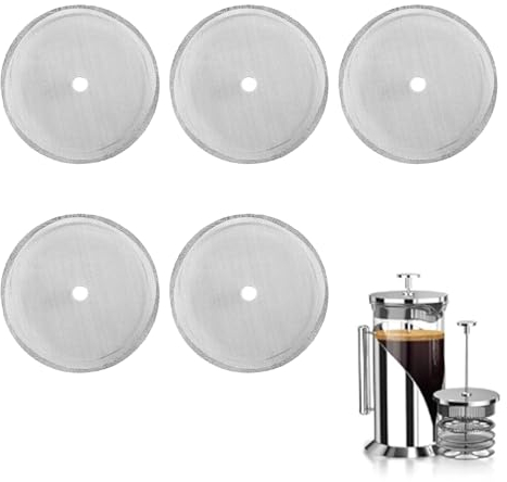 Pantalla De Filtro De Café,Pantalla de Filtro de Repuesto French Press,Filtros de Repuesto para Cafeteras,Filtros de Disco,para 1000 ml Cafetera De Prensa Francesa,5 Piezas