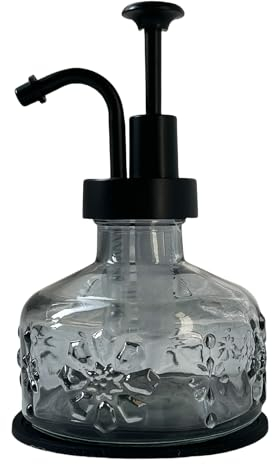 Birugen Vintage Soap Dispenser for Bathroom,Glass Kitchen Soap Dispenser with Pump,Farmhouse Soap Dispenser Antique,Cute Small Liquid Hand Soap Dispenser,Rustic Decorative Dish Soap Dispenser (Gray)