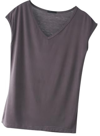 Camisetas de Mujer Basicas Camiseta Básica Cuello Pico de Mujer Top Manga Corta Mujer T Shirts Women T-Shirt Mujer Camiseta Basica Oversize Transpirable Ancha Casual Amplia para Mujer Verano Gris L