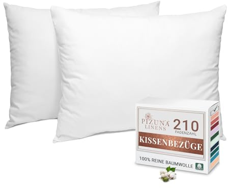 Pizuna Perkal Kissenbezug 70x90 Baumwolle 2er Set Weiß | Atmungsaktiv 100% langstaplige Baumwolle in Perkalbindung Nur kissenbezug (Weiß Kissenbezug 2er set)